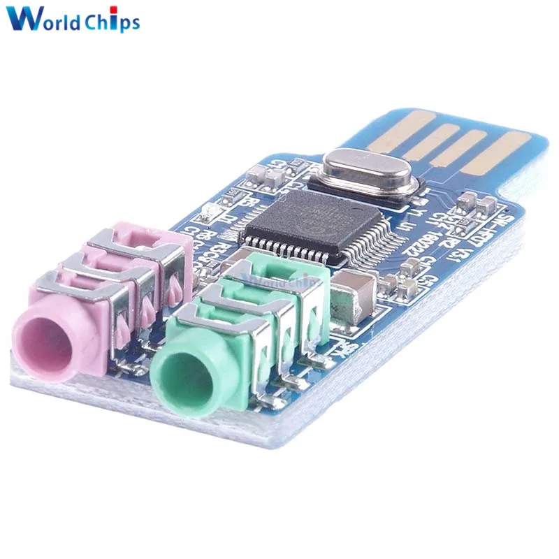 CM108 USB Sound Card Module Free Driver for Laptop Computer External Sound Card Chip Board with 3.5mm Microphone Jack