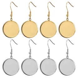20pcs Lot Gold Stainless Steel Earrings Hook Cabochon Blank Base 6 8 10 12 14 16 18 20 25 30mm Glass Resin DIY Jewelry Making