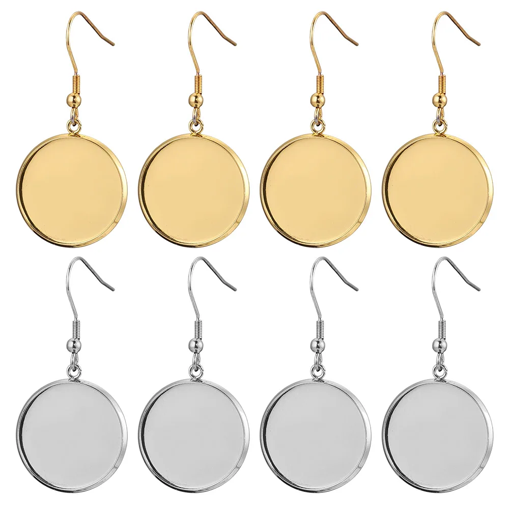 20szt Lot Złote kolczyki ze stali nierdzewnej Hak Cabochon Pusta podstawa 6 8 10 12 14 16 18 20 25 30mm Żywica szklana DIY Biżuteria