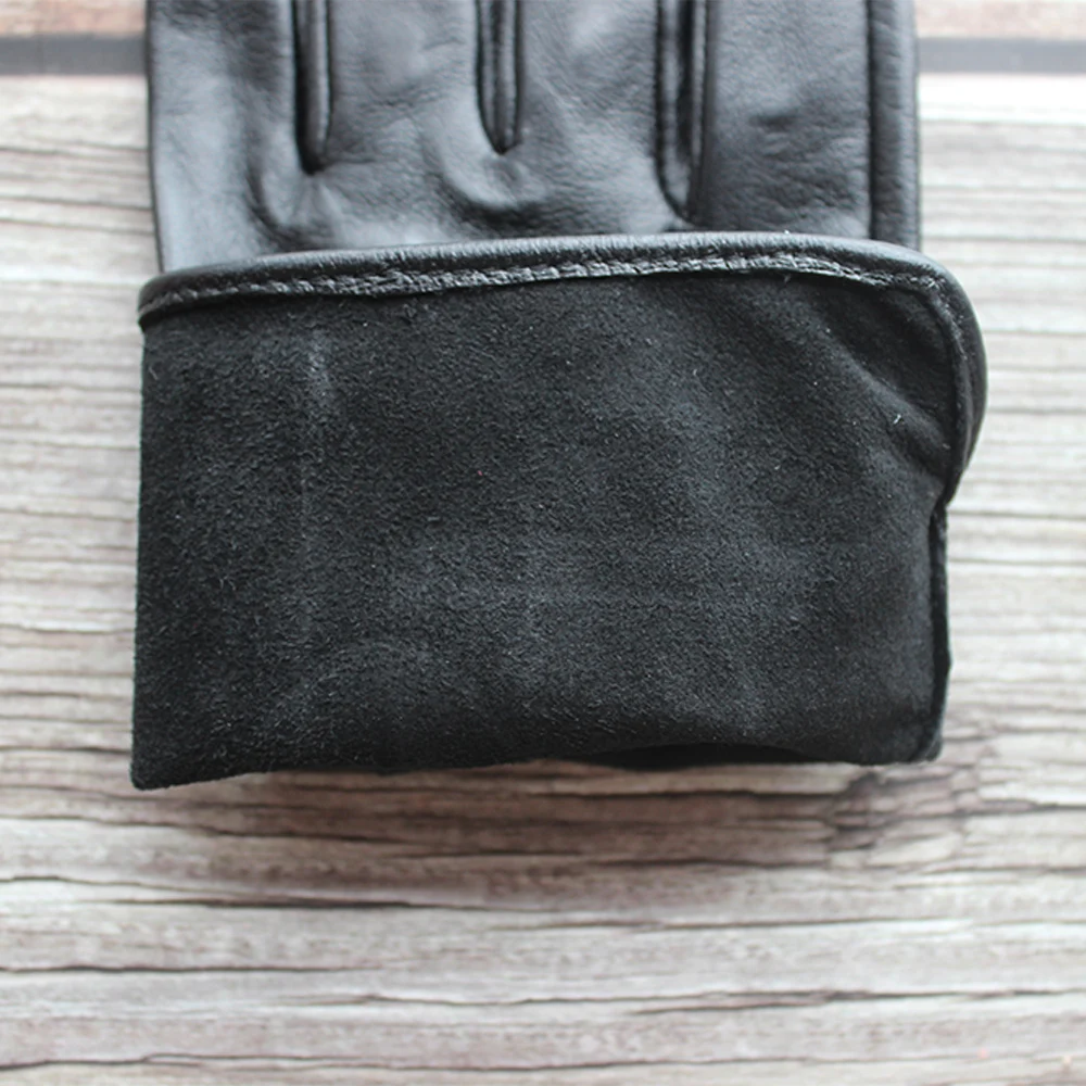 Touch screen sheepskin gloves men\'s leather fashion black single leather without lining high quality goatskin driving gloves