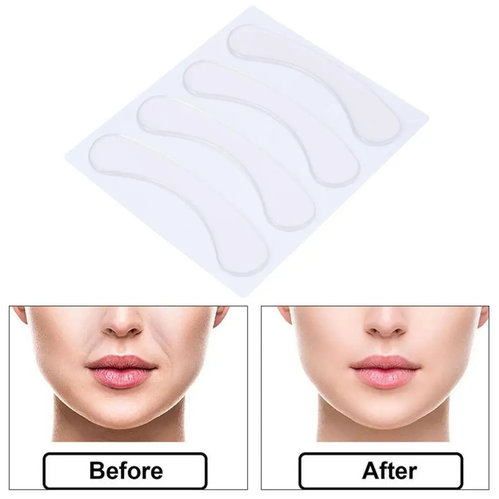 4Pcs Reusable Silicone Around Lips Anti Wrinkle Patches Face Lifting Stickers Anti-aging Frown Lines Removal Face Lifting Patch