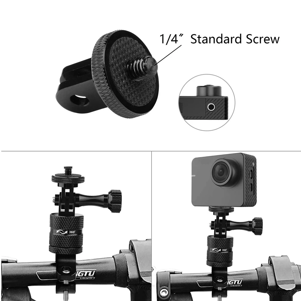 Алюминиевое Крепление на руль велосипеда с поворотом на 360 градусов для Gopro Hero 11 10 9 8 7 6 4 Session крепление экшн-камеры с винтом 1/4