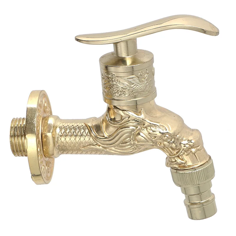 1pcs/lot European-style retro imitation dragon-shaped golden washing machine faucet mop pool into the wall quick-opening faucet