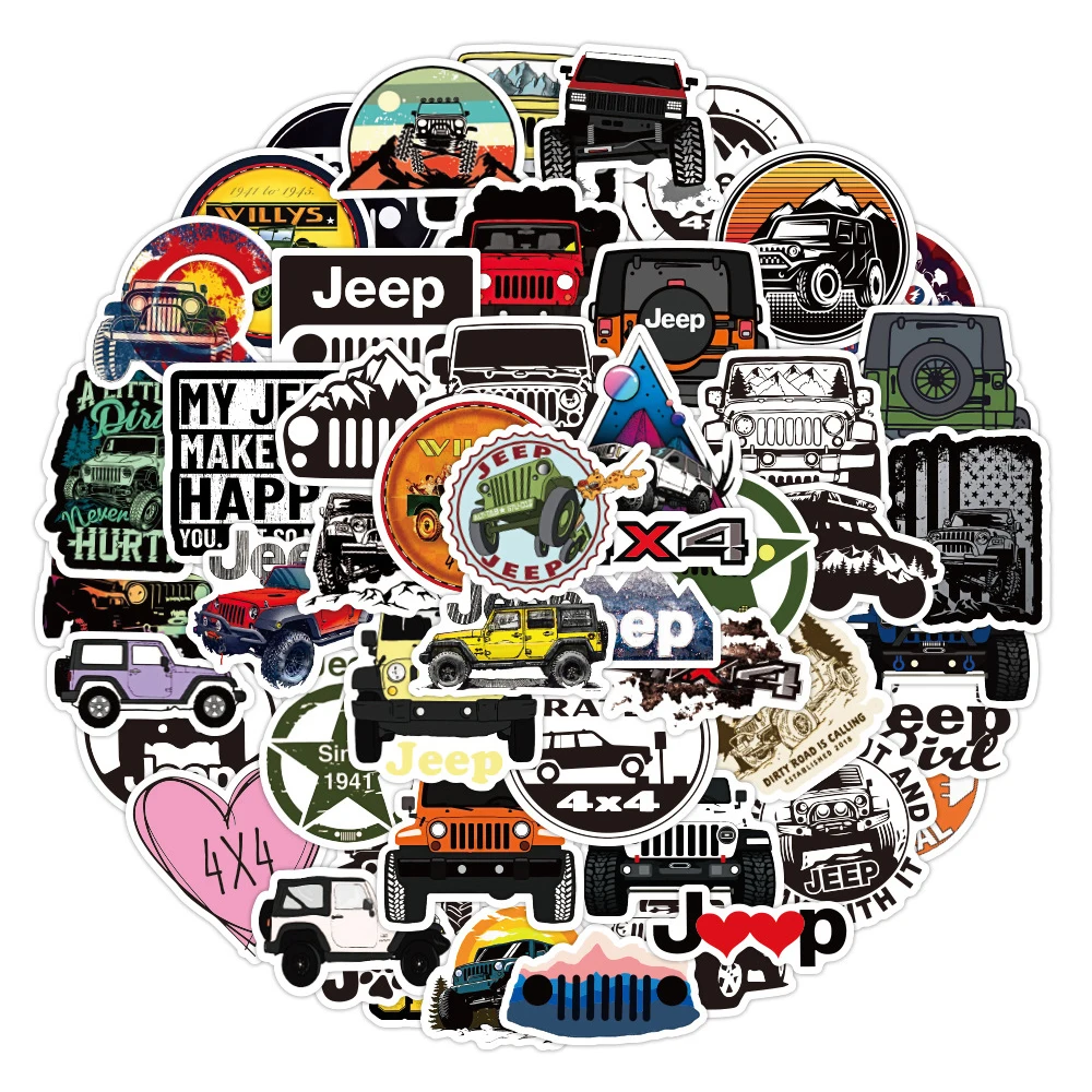 10/30/50PCS Cool Jeep Car Graffiti Stickers Car Motorcycle Travel Luggage Phone Guitar Laptop Classic Toy Waterproof Kid Sticker