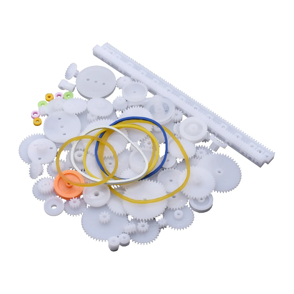 WAVGAT 75PCS/lot Plastic Gear,Rack, Pulley, Belt,Worm Gear,Single-and Double-gear,8-56 Teeth for arduino Diy Kit