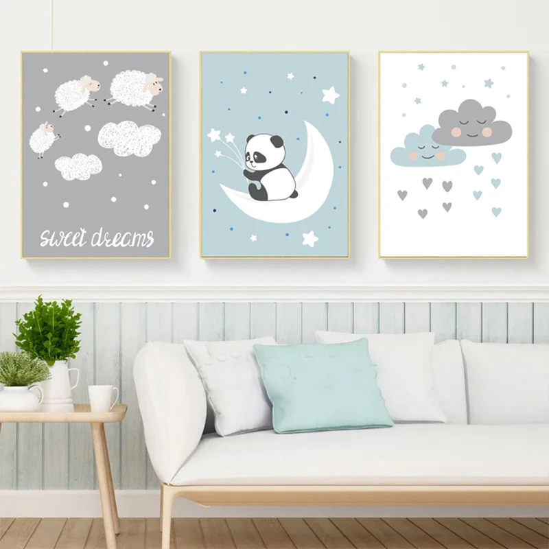 

Nordic Cartoon Cute Panda Sheep 3pcs diamond embroidery diy diamond painting full square round diamond mosaic baby roomZP-2004