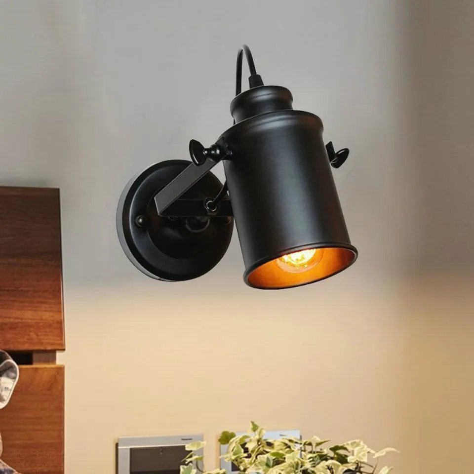 

OuXean Black Wall Lamp Vintage Sconce Wall Lights Fixture E27 40W Retro Lamp Industrial for Home Decor Bedroom Cafe Library