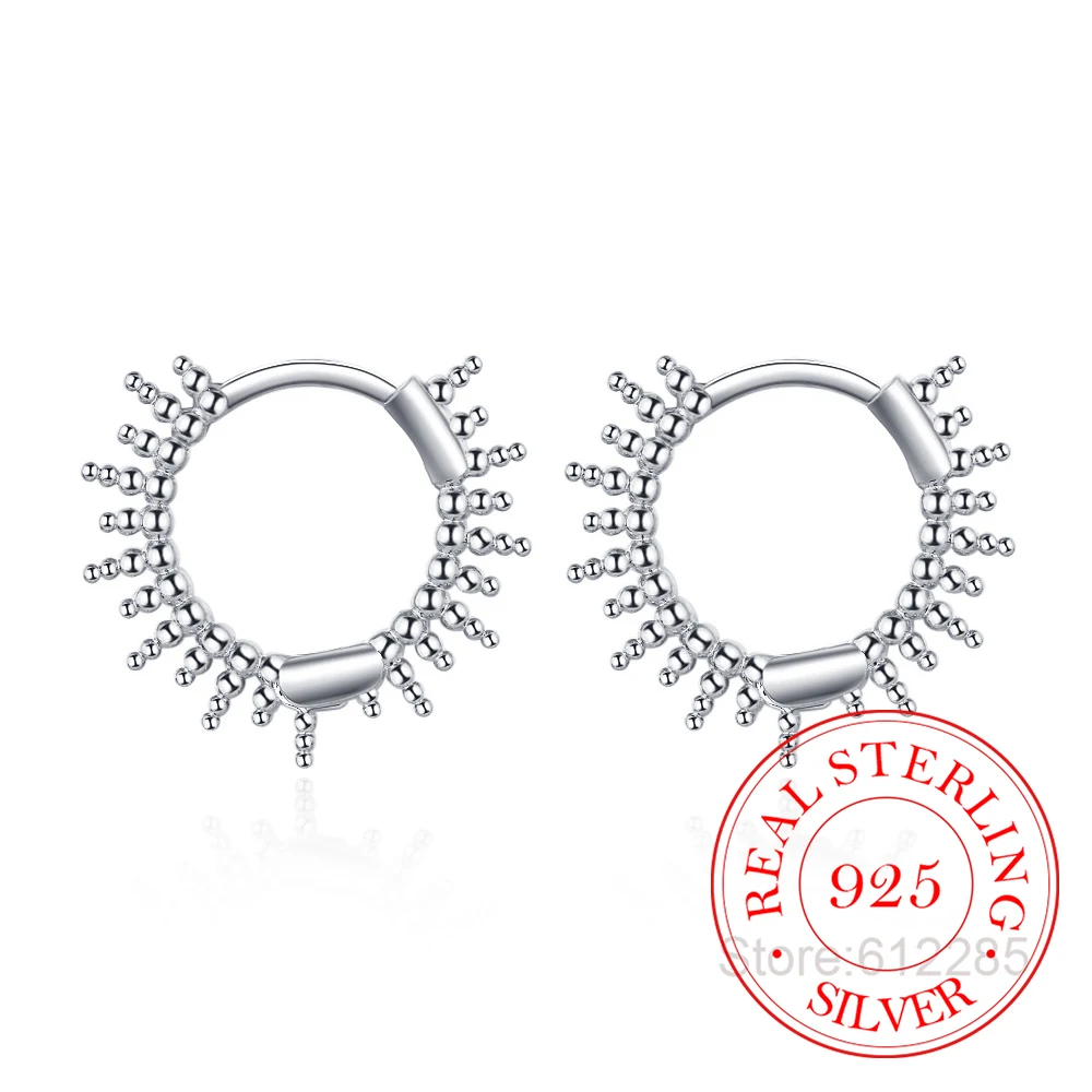 

925 Sterling Silver Geometric Ball Buckle Simple Hoop Earrings for Women Silver/Gold Color Earring Wedding Party Jewelry Gift