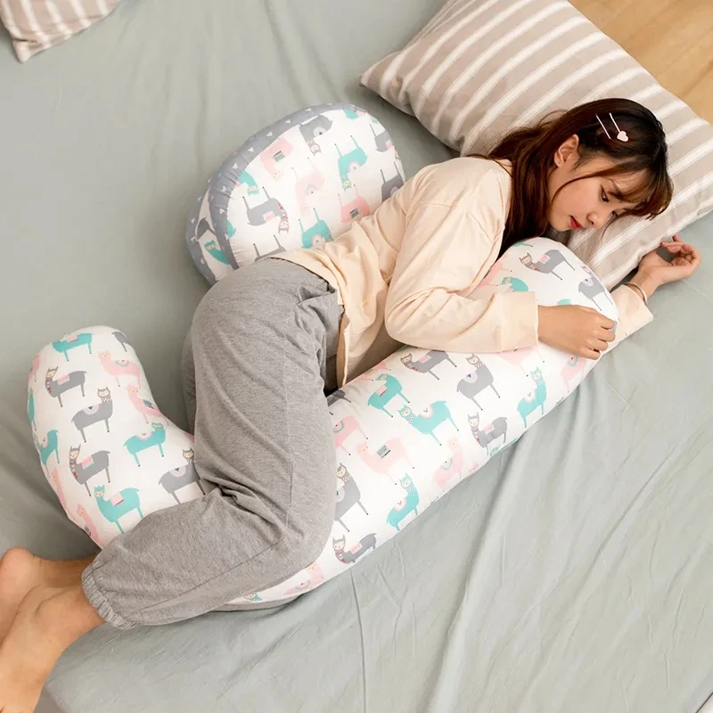 Modern Simple J-shaped Waist Pillow Pregnancy Long Strip Pillows  Removable Pregnant Women Side Sleeping Stomach Lift Pillows