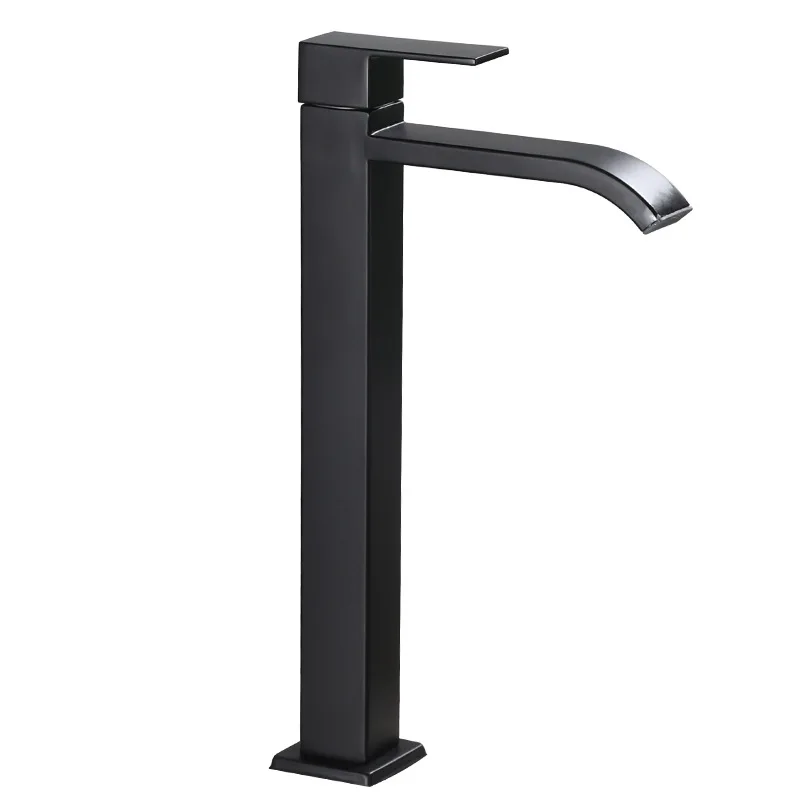 Basin Faucet Single Cold Bathroom Faucet Black Basin Bathroom Sink Faucet Tall 304 Stainless Steel Tap