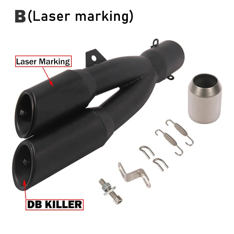 Motorcycle Double Hole Exhaust Pipe Pot Echappement Moto Motorbike Muffler Escape with DB Killer For Benelli 502C R1 R3 R25