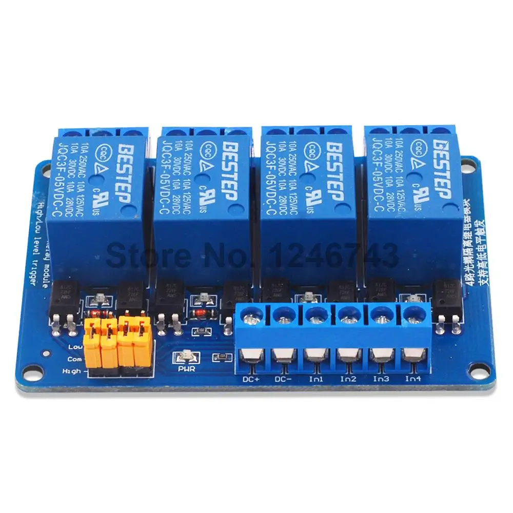 3.3V 5V 12V 24V 4 Channel Relay Module High and low Level Trigger Dual Optocoupler Isolation Relay Module