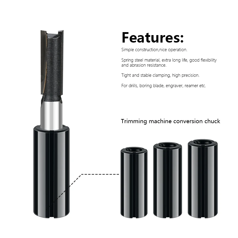 1pc Adapter Collet 6mm 6.35mm 8mm 9.5mm 10mm 12mm 12.7mm Router Bit Collet Chuck Adapter for CNC Machine Accessories