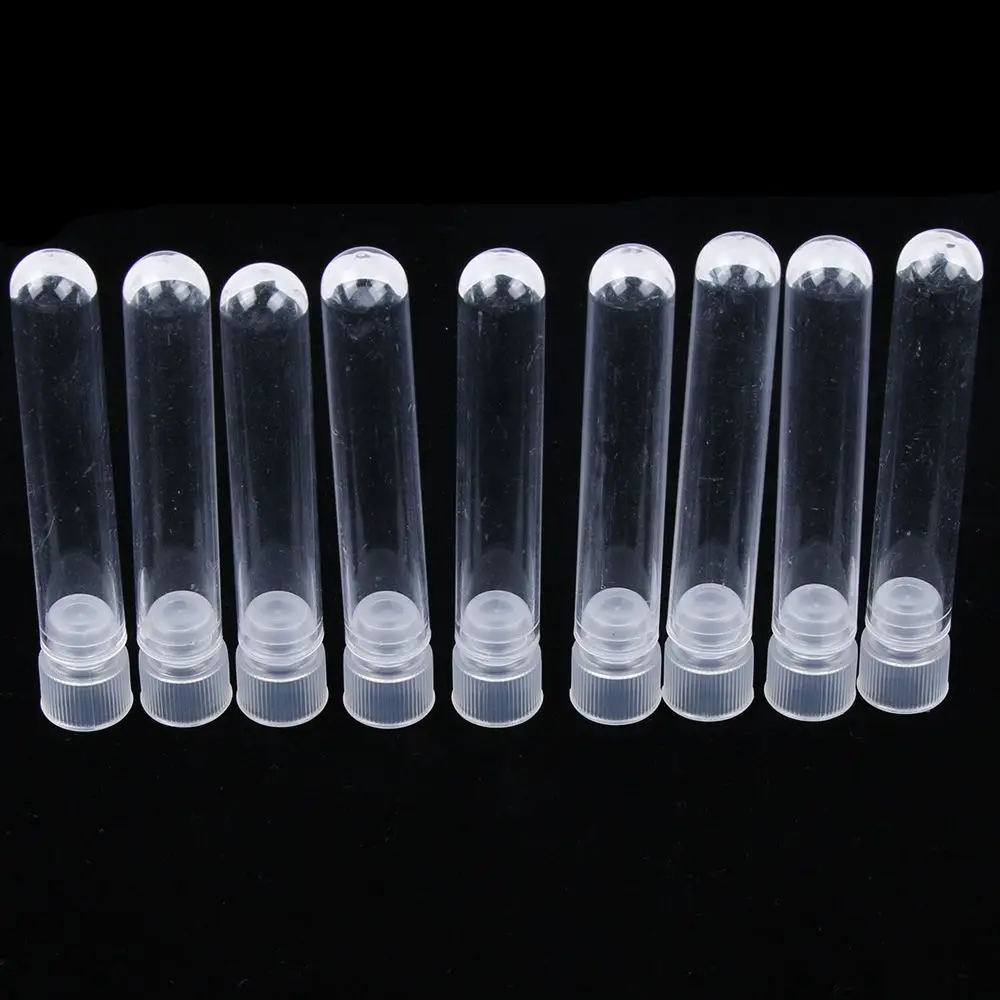 10 Stks Clear Plastic Test Tube With Cap - Shaped Bottom Long Transparent Test Tube Lab Provides 3 Sizesliquid Packaging