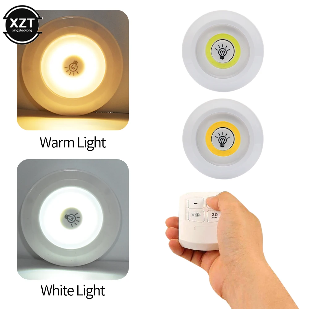 

3W Super Bright Cob Under Cabinet Light LED Wireless Remote Control Dimmable Wardrobe Night Lamp Home Bedroom Kitchen Nightlight