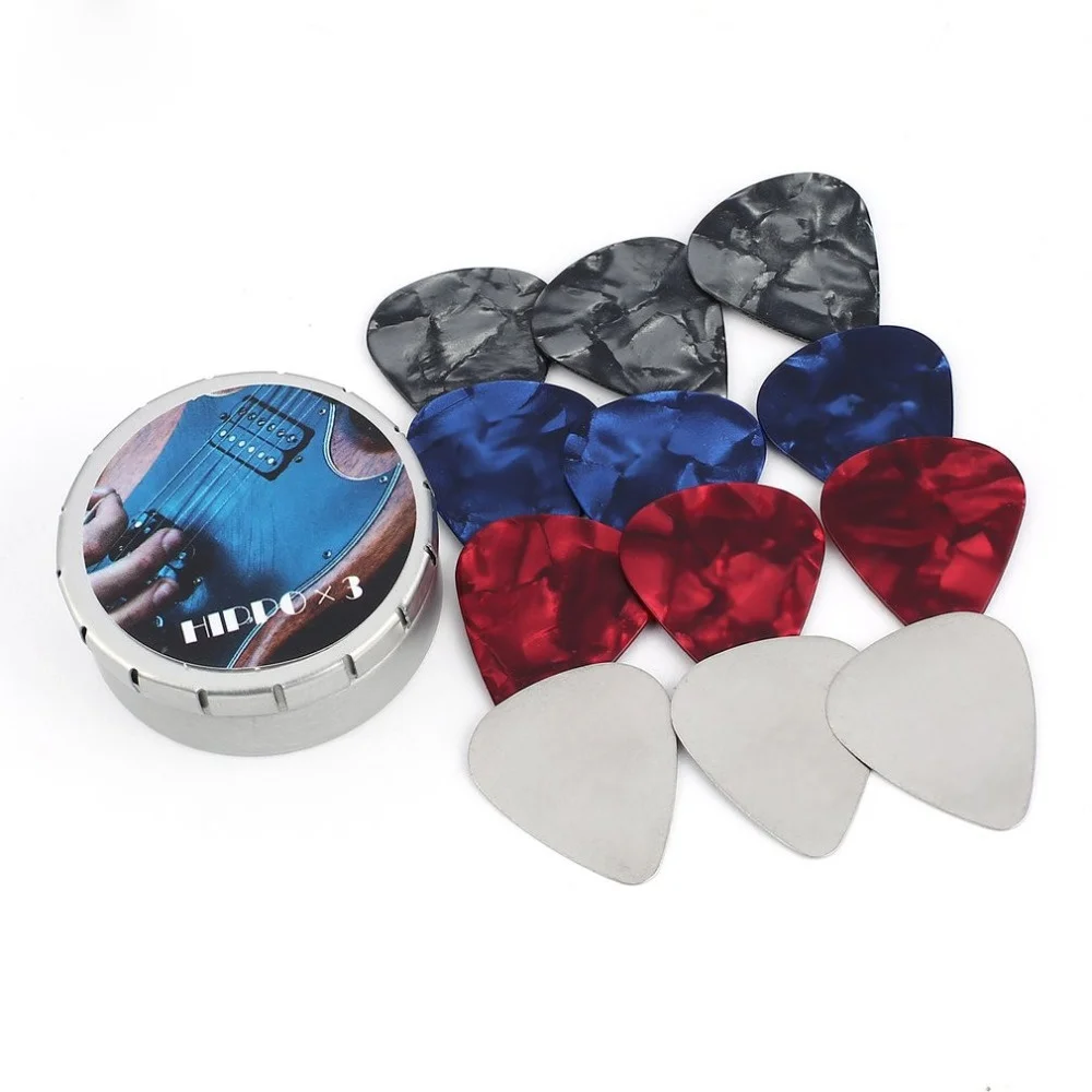 Acoustic Folk Classic Guitar Pick Stainless Steel Celluloid  W/ Metal Storage Box Electric  s  Accessories