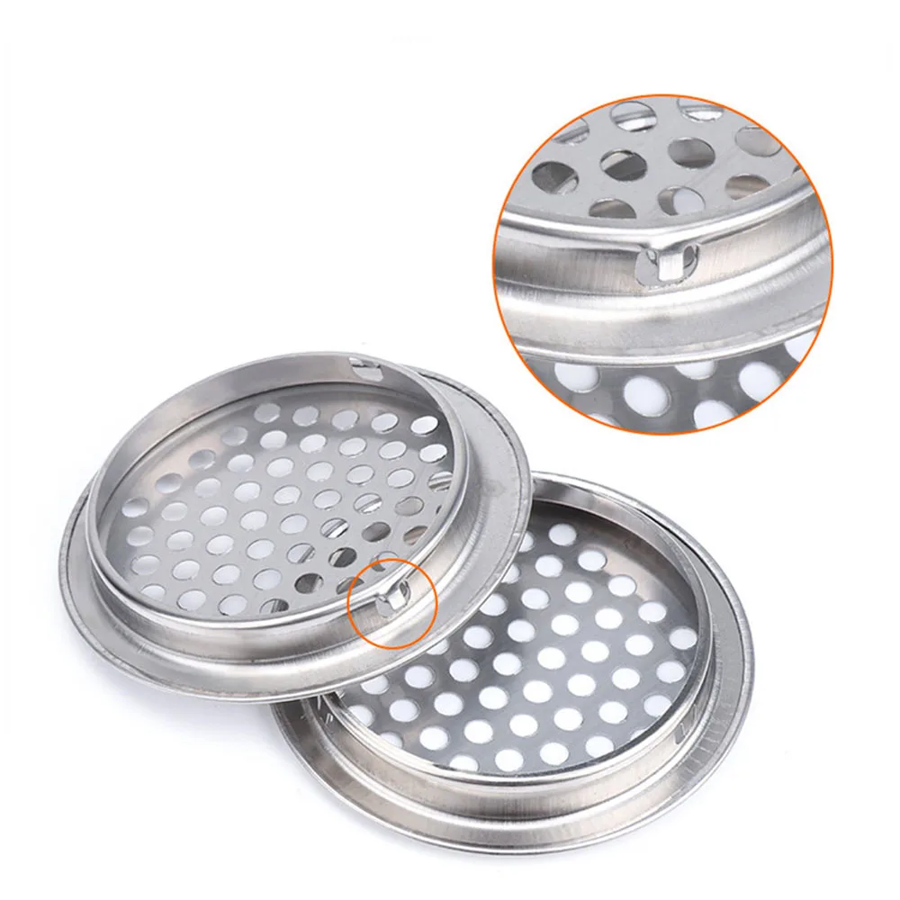 1/2/5/10Pcs สแตนเลสสตีลวงกลม Air Vent Grille ตู้เสื้อผ้าตู้ตาข่ายระบายอากาศปลั๊ก19Mm 25Mm 35Mm 53Mm