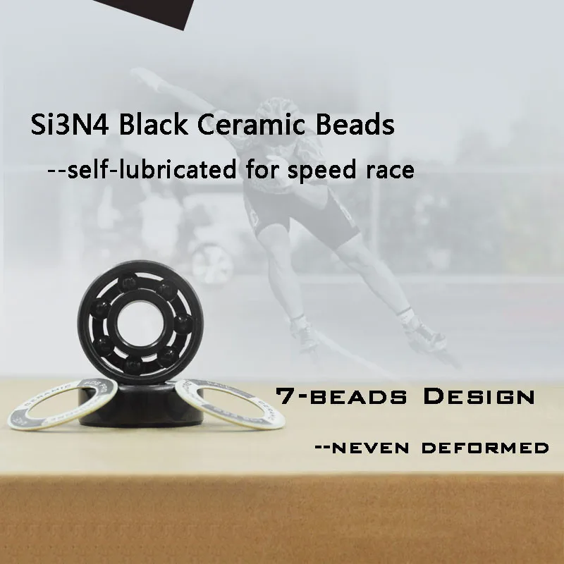 New arrival High quality professional inline speed skating bearing Si3N4 black ceramic 608RS track marathon race bearings
