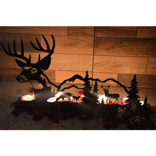 Pnr Decor Duble Quadruble Gıant Deer Metal Candle Holder Candlestick