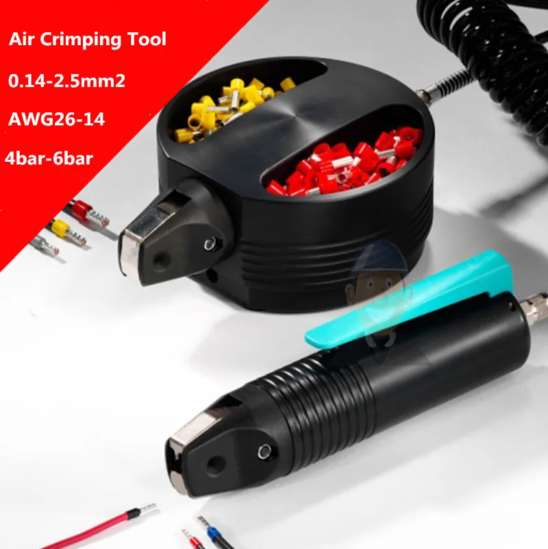 Alicate pneumático europeu de friso terminal tubular, máquina de friso terminal, crimpador de ar 0.14-2.5mm2 4bar-6bar y