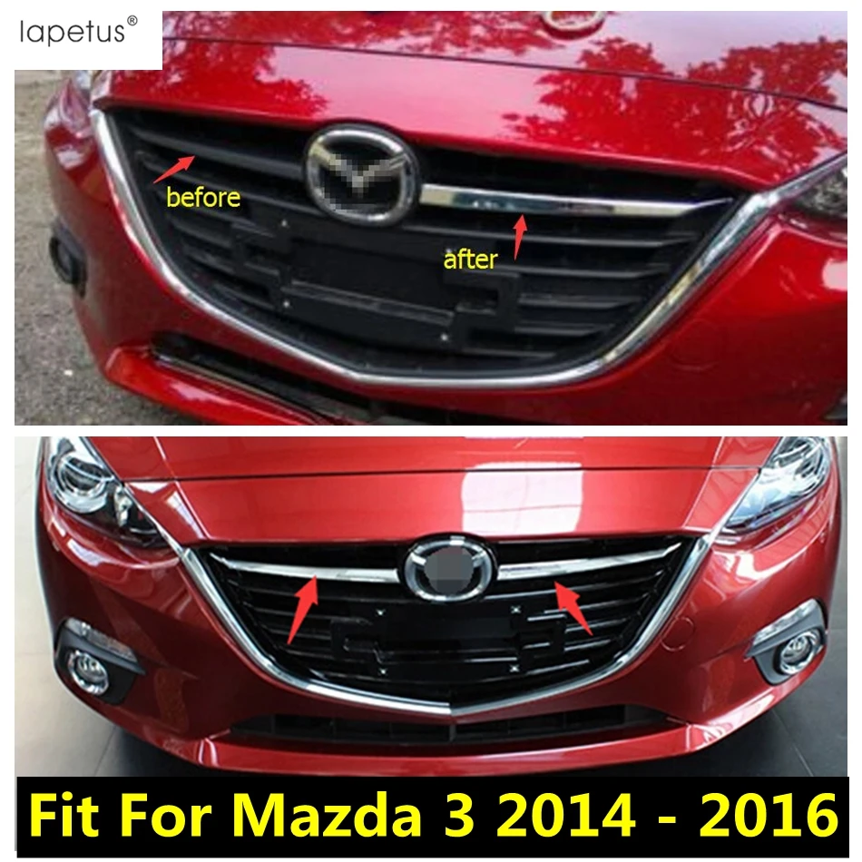 Accessories For Mazda 3 AXELA Hatchback Sedan 2014 2015 2016 Front Face Grille Grill  Decoration Strip Molding Cover Kit Trim