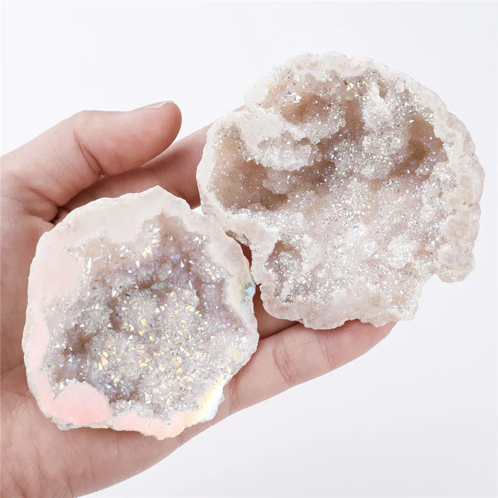 1pcs Natural agate quartz geode stone colorful plating crystals raw stones