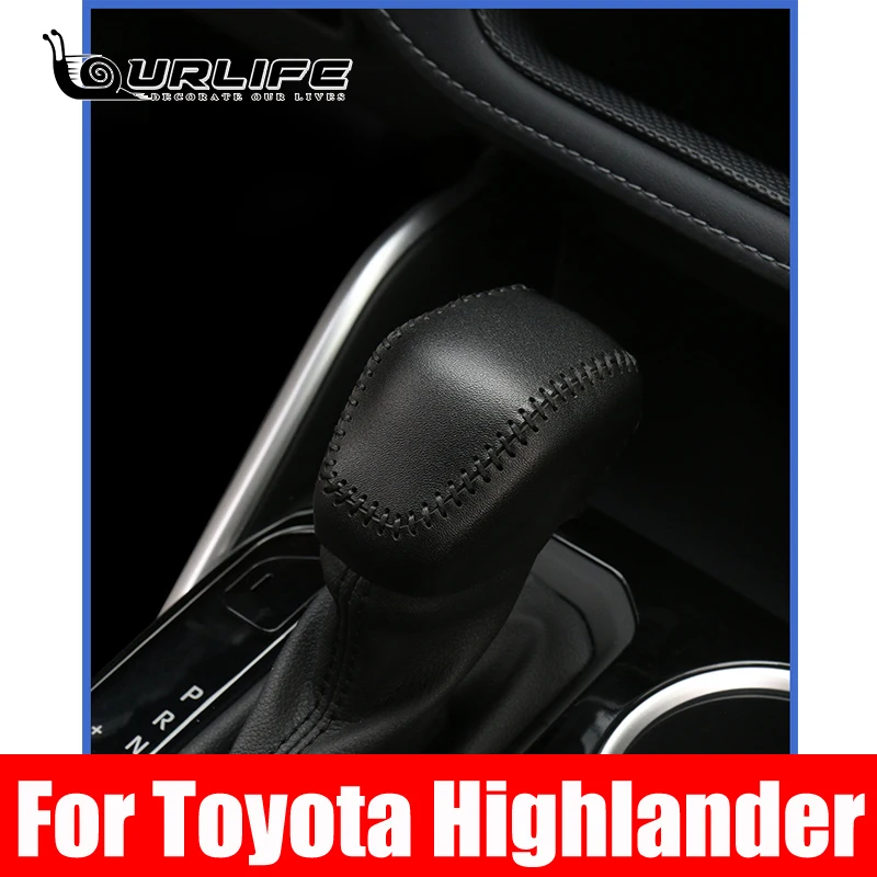 For Toyota Highlander Kluger XU70 2021 2022 2023 Car Gear Covers Case Shift Genuine Leather Hand-stitched Cover Accessory