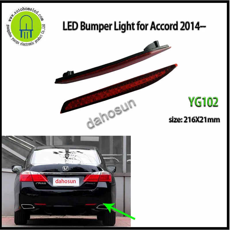 

2x LED Red Rear Bumper Reflector For Honda Accord 9th 2014 up Parking Warning Brake Light Running Reverse Tail Lamp