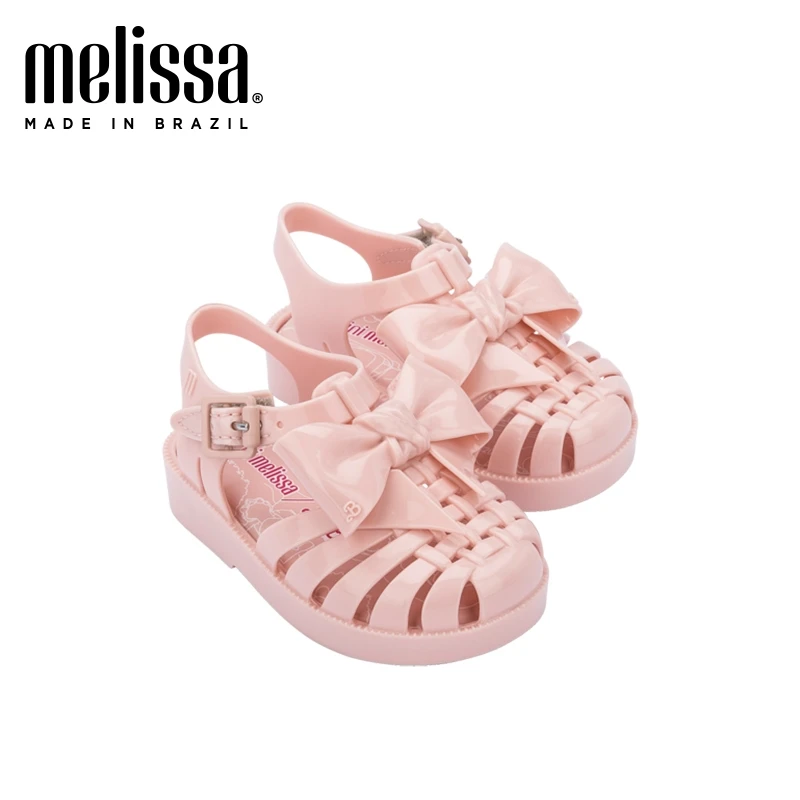 2021 New Mini Melissa Summer sandals Girl and boy Roman Bow Shoes Soft Sparke Fashon Jelly Shoes Melissa Beach Sandals Shoes