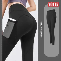 Yotee-leggings de ioga sem costura, calças stretch com bolso, para academia, corrida, sportswear, atletismo