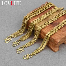 Brass Fishbone Snake Bone Charm Bracelets Jewelry Retro Copper Punk Hip Hop Men Chain Bracelets Wristbands Women Fashion Bangles