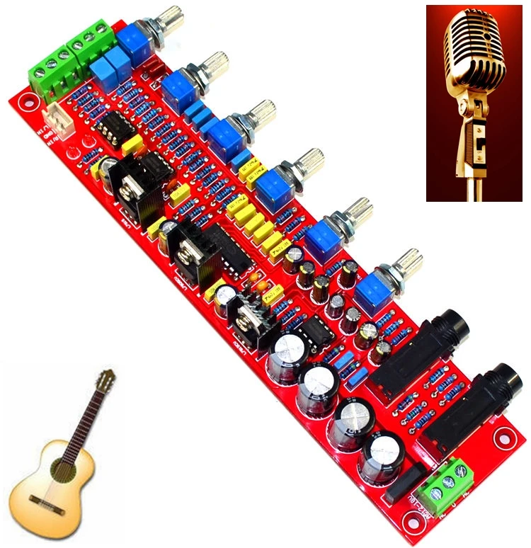 Free shipping PT2399 Microphone Karaoke Tone Board Preamplifier DIY Amplifier Module NE5532 Op With Adjustment Volume Control