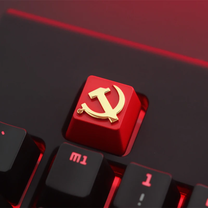 Keycap 1 PCS Communist Party or Pentagram Embossed Zinc Aluminum Metal Keycaps Mechanical Keyboard R4 Height for Cherry MX axis