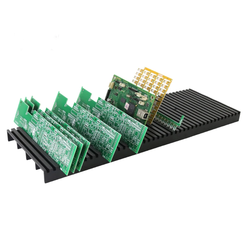 

Q-PC2 ESD Pcb Holder 42 Slots Antistaic Black Conductive Tray PCBA Board Holder PCB Stand