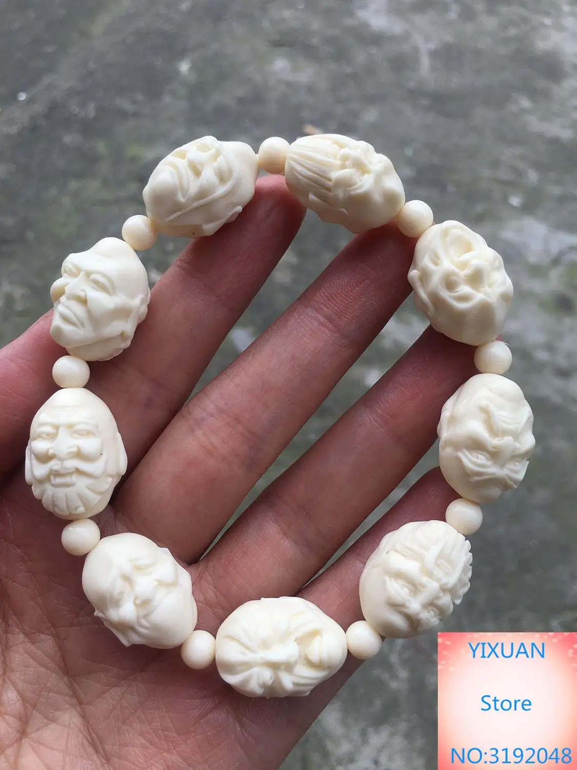 Ivory fruit carved dragon head skull 18 arhat hand string male and female Buddha bead bracelet pendant stationery jewelry gift