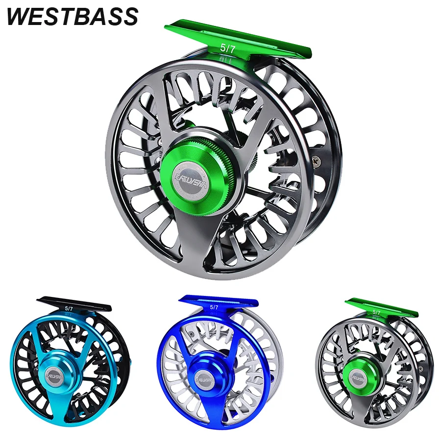 WESTBASS Casting Fly Fishing Reel 5/7-7/9-9/10 WT CNC Machine Left&Right Handle Changable Wheel Aluminium Reel Large Arbor Die