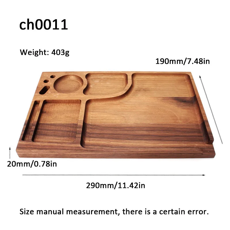 MUXIANG Tray Operation Panel Wooden Tray Rectangular Walnut Wood Smoking Accessories Storage Base