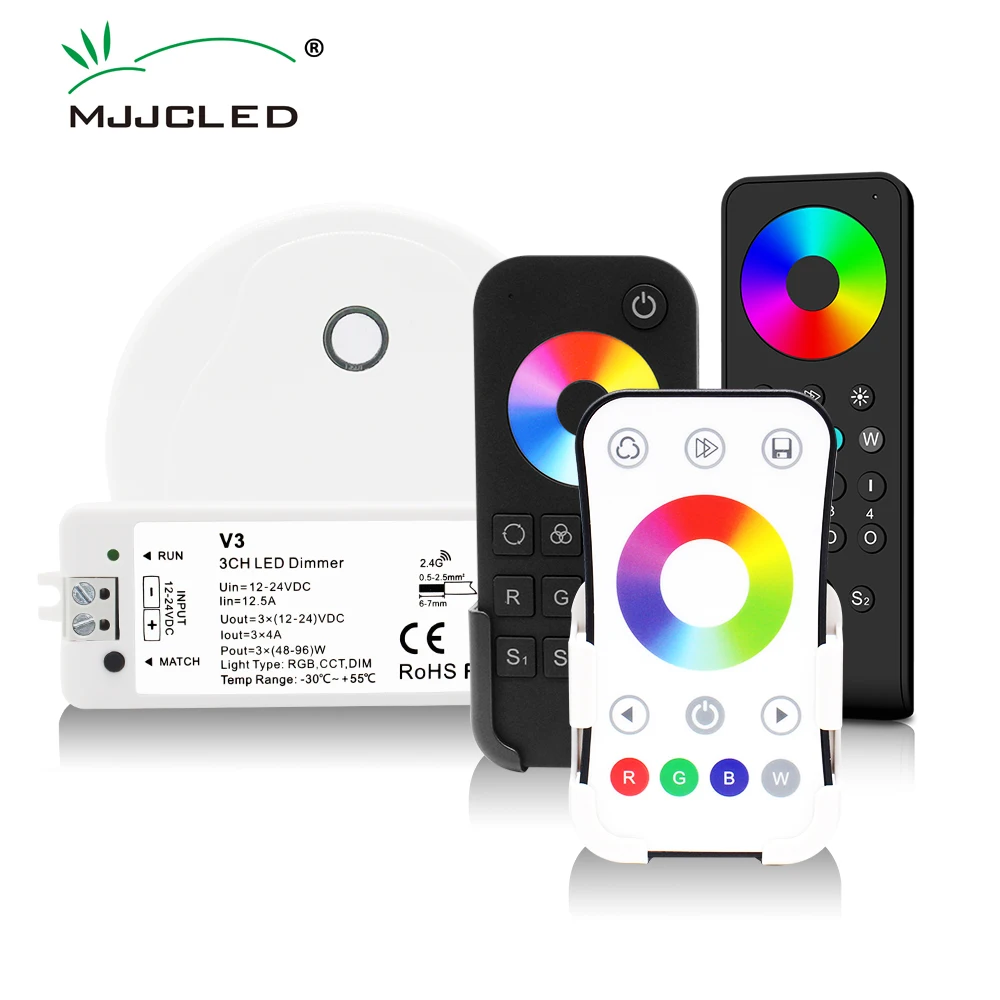 LED RGB Controller 12V 24V 12A RGB LED Strip Light Wifi Controller Wireless 2.4G RF Touch Remote Control  V3 RGB Controler