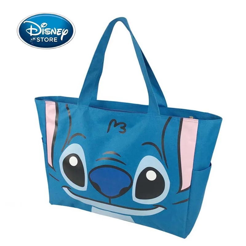 Disney 50*38*14CM Oversized Tote Shopping Bag Stitch Waterproof Shopping Bag Foldable Cartoon Canvas Travel Bag Mommy Bags