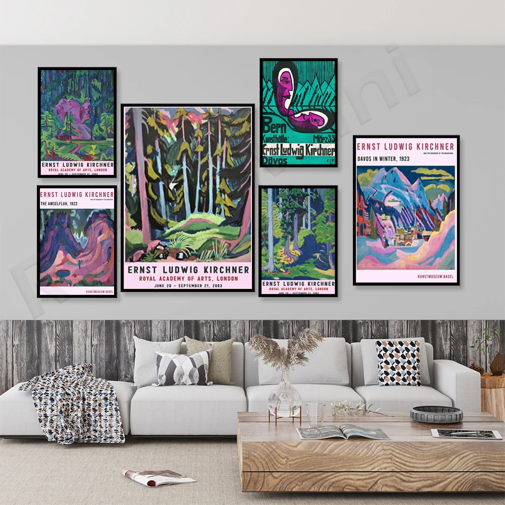 Ernst Ludwig Kirchner poster, Swiss mountains, Kirchner print museum poster, abstract art modern print vintage gift