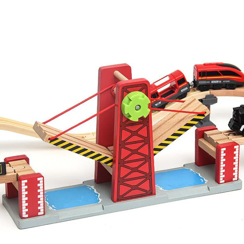 ALL Kinds Wooden Railway Set Accessories Bridge Wood Tracks Train Secene Educational Toys For Children Kids Gift