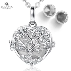 EUDORA 18mm Urn Cremation Tree of Life Cage Locket Ash Holder Keepsake Capsule Necklace Pendant DIY Commemorate Jewelry for GIft