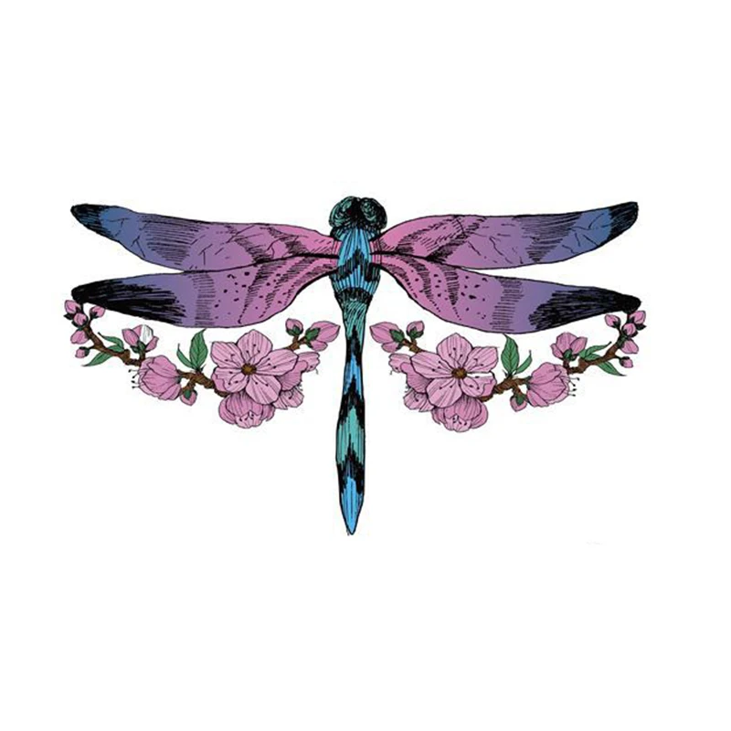 Waterproof Temporary Color Dragonfly Peach Blossom Waist Chest Totem Simulation   Flash FakeTattoo Sticker for Women