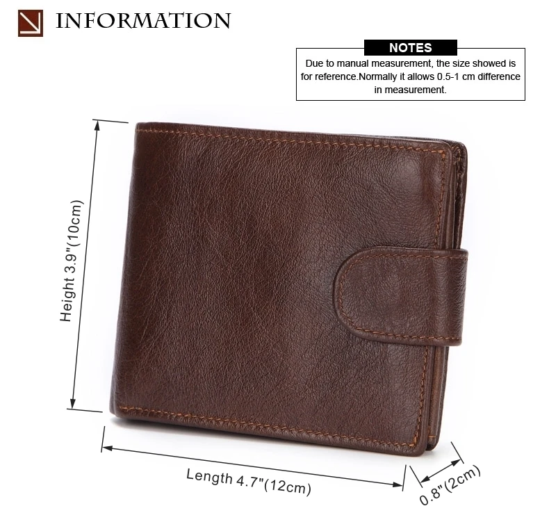 Genuine Leather Cowhide Short Wallets Men\'s Money Bag Vintage Business Male Purse Coin Cash Pocket Photo Window ID Card Holder