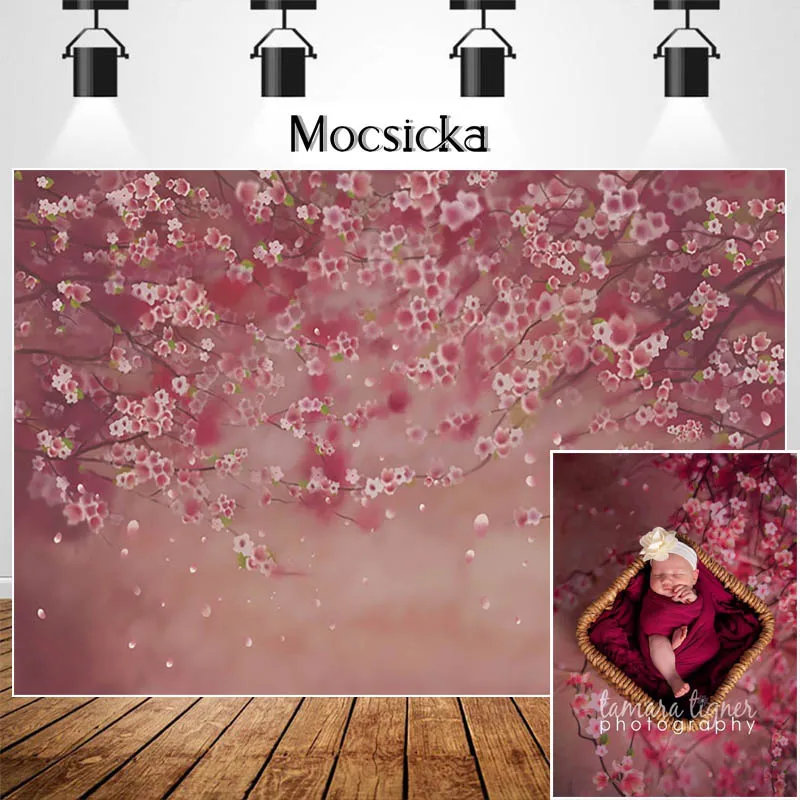 

MOCSICKA Red Floral Newborn Portrait Photography Backdrops Flowers Chirldren Birthday Background Photo Studio Props Supplies