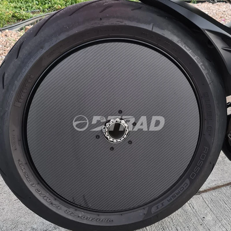 Real Carbon wheel cover disc Matte Full Carbon Disc glossy with a CNC 7075 Aluminium Flange and black screws Suitable image 3