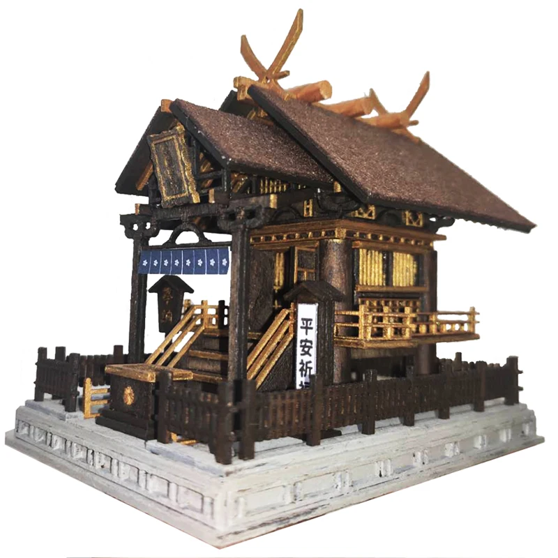 DIY Wooden Dollhouse Kit Miniature with Furniture Mini Dizang Temple Itsukushima Shrine Building Japanese House Toys Xmas Gifts