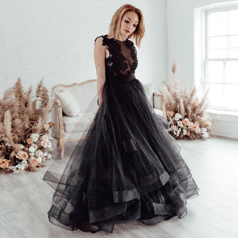 Black Ruffles Long Women Organza Skirts Floor Length Ruched Bridal Skirt Custom Made Faldas Mujer Moda