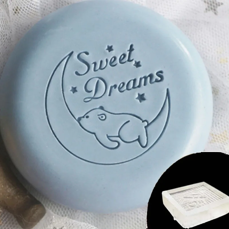 Sweet Dreams Pattern Resin Soap Stamp Mold, Natural Handmade Seal, 4cm Acrylic, Mini DIY Soap Stamp, Chapter Tools