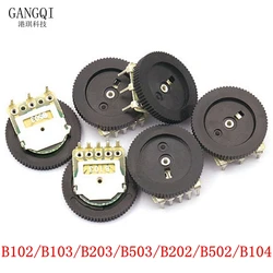 10pcs Double Dial Taper Volume Wheel Duplex potentiometer B102 B103 B203 B503 B104 1K 2K 5K 10K 20K 50K 100K 3Pin 5Pin 16*2mm